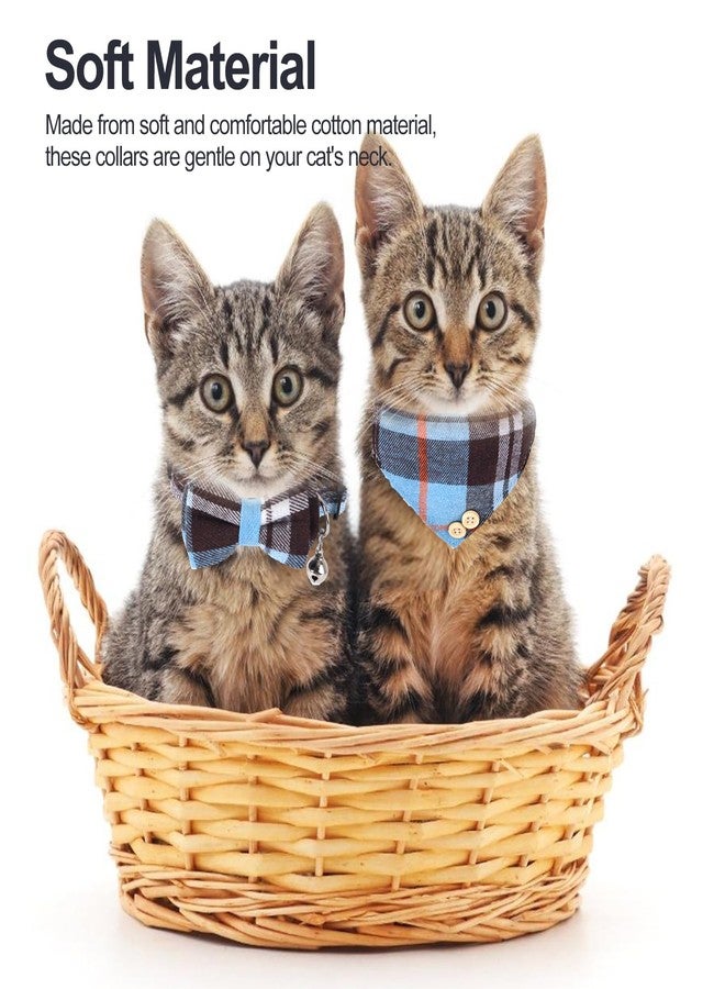 ChengFu Mini Cat Bandana, Cat Tie Collar, Cats Bandana Collar with Bells and Bowtie, Kitten Bow Tie with Safety Buckle Adjustable Size for Small Cats Boys or Girls, Blue (2 pcs) - Image 5